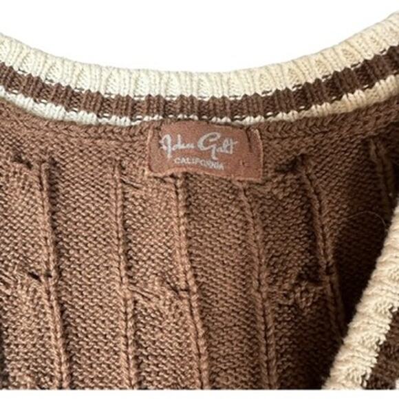 J. GALT Brown Cable Knit Sweater Vest 100% Cotton Academia Preppy Y2K Retro, S? - Picture 6 of 8